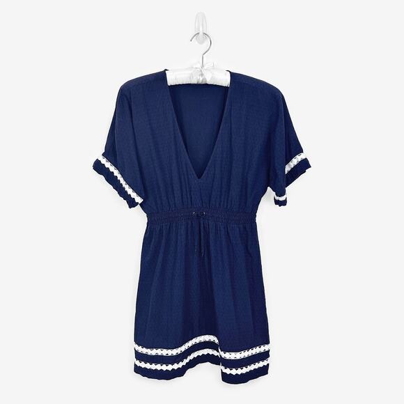 Athleta Coast To Coast Cover-Up Dress Size XS Navy Cotton Nautical Beachy - Picture 1 of 3